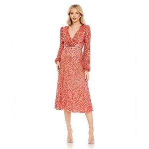 Elegant Pink Sequin Wrap Dress
